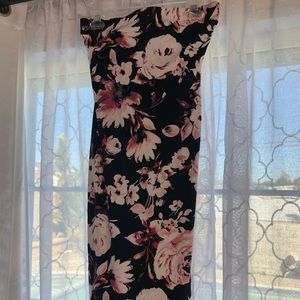 Strapless dress, black and white pink flowers color, brand Haute Monde, s size